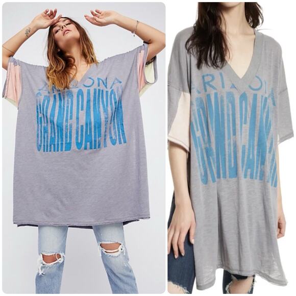 Free People Tops - WE THE FREE Tunic Dress City Slicker Arizona Graphic Oversized Slit Sides Shirt